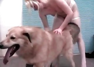 This kinky beast gets seduced by a horny blondie woman