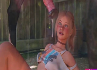 Stallion with a large cock being pleased by a teen