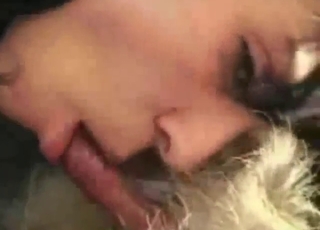 Pale-skinned gal in black lingerie loves zoo sex