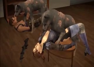 3D bitches in peril, getting raped by beasts