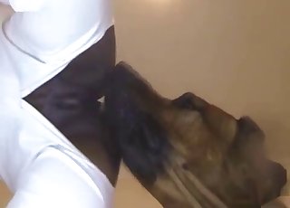 Black babe fucked hard by huge doggy